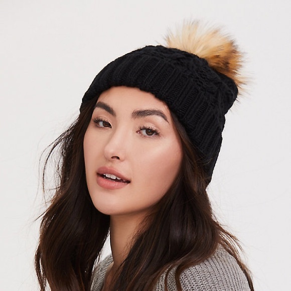 Faux Fur Pom-Pom Beanie - Picture 2 of 3